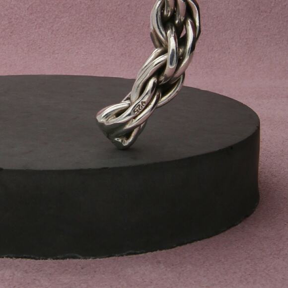 sterling silver vintage chunky rope chain cuff bracelet size 6.25in - Picture 3 of 3